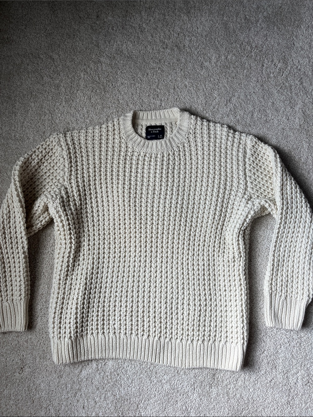 Abercrombie & Fitch Cream Textured Crewneck Sweater